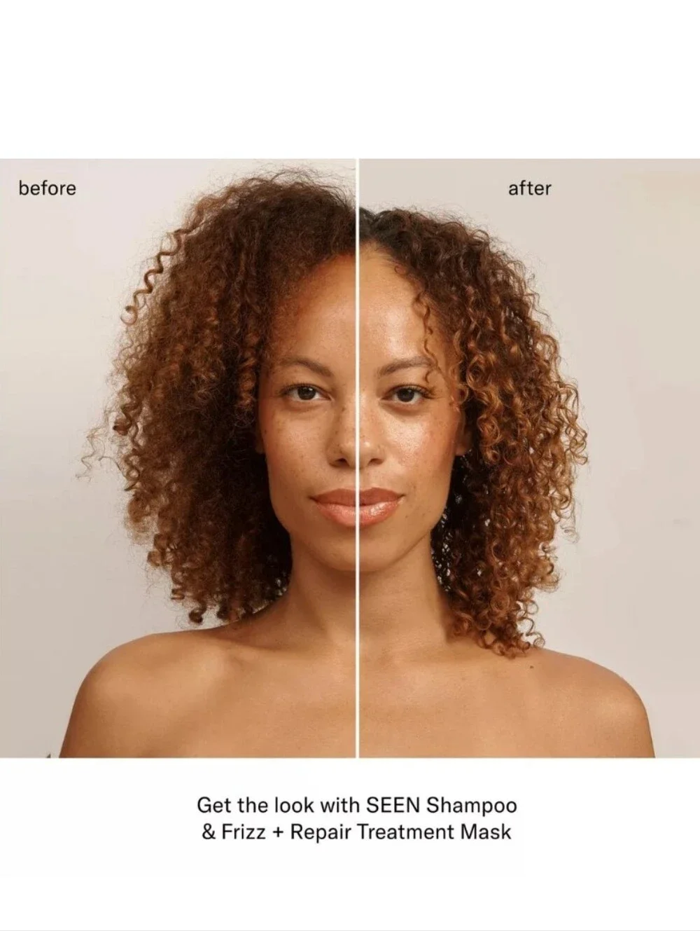 SEEN FRIZZ + REPAIR TREATMENT MASK FOR ALL HAIR TYPES, FRAGRANCE FREE.